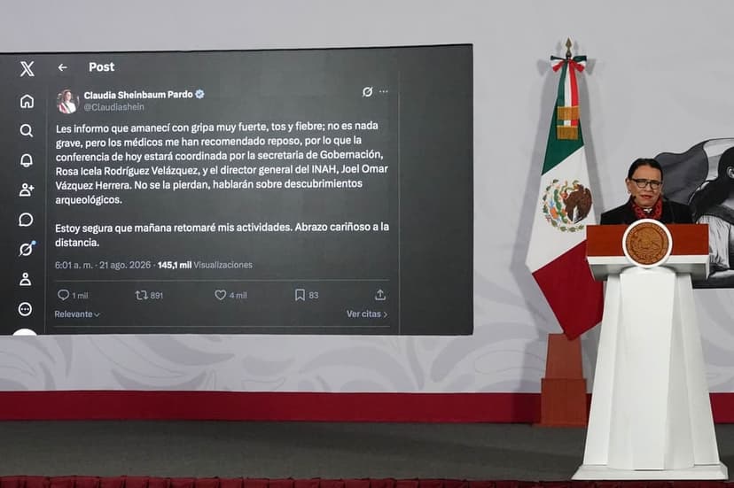 Sheinbaum falta a la mañanera por enfermedad: “Amanecí con gripa muy fuerte, tos y fiebre”