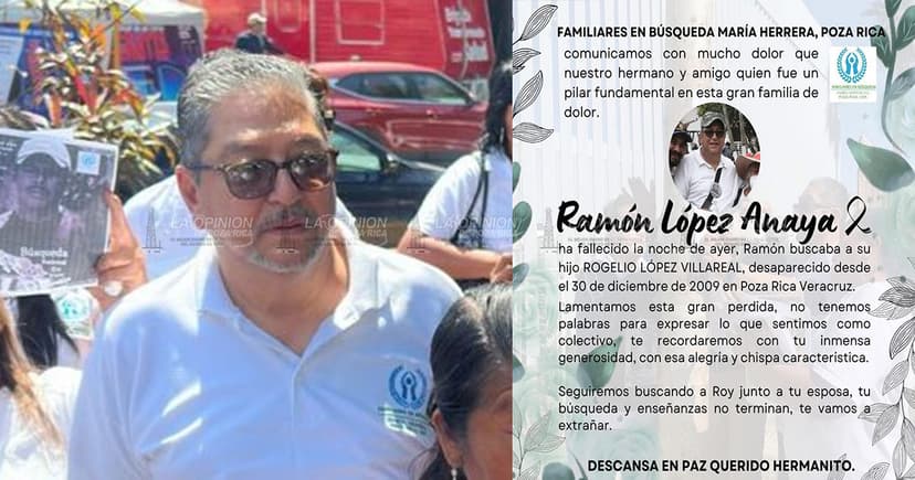 Colectivo de Búsqueda María Herrera de luto por pérdida de padre buscador Ramón López Anaya