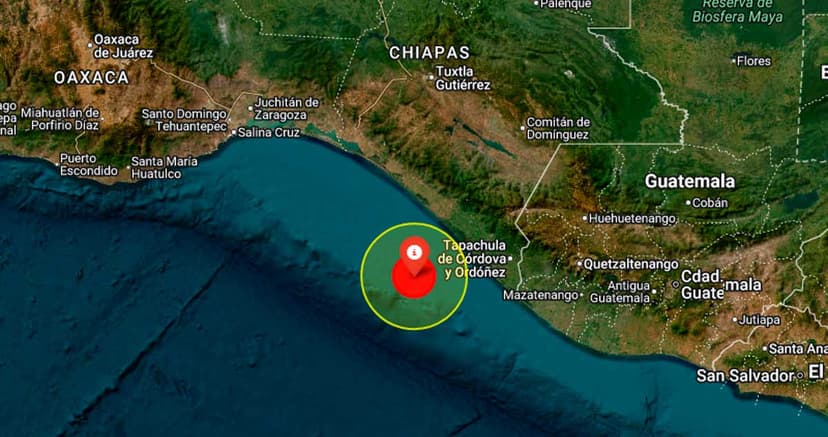 Un sismo de magnitud 5.2 sacude costa de Chiapas; descartan daños o riesgo de tsunami