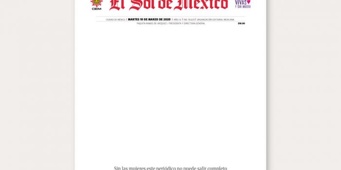 El Sol de México obtiene medalla de bronce en premios ÑH20 por portada sobre el movimiento feminista 8M (nota de OEM-Informex) julioastillero.com
