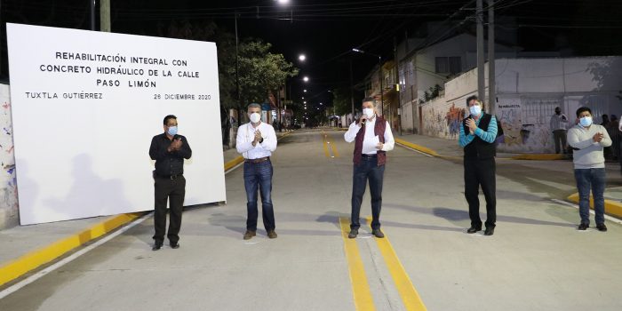 Gobernador de Chiapas inaugura pavimentación de calles en la colonia Paso Limón de Tuxtla Gutiérrez