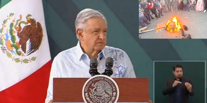 AMLO reprueba quema de efigie de la ministra Norma Piña en el Zócalo: "Son nuestros adversarios, no enemigos"