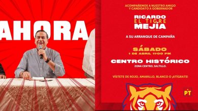 Anuncia Ricardo Mejía Berdeja arranque de campaña el primer minuto del 2 de abril. Se reunirá con simpatizantes en Saltillo hoy a las 11 p.m.